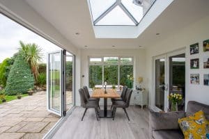 Roof lantern and bi fold doors