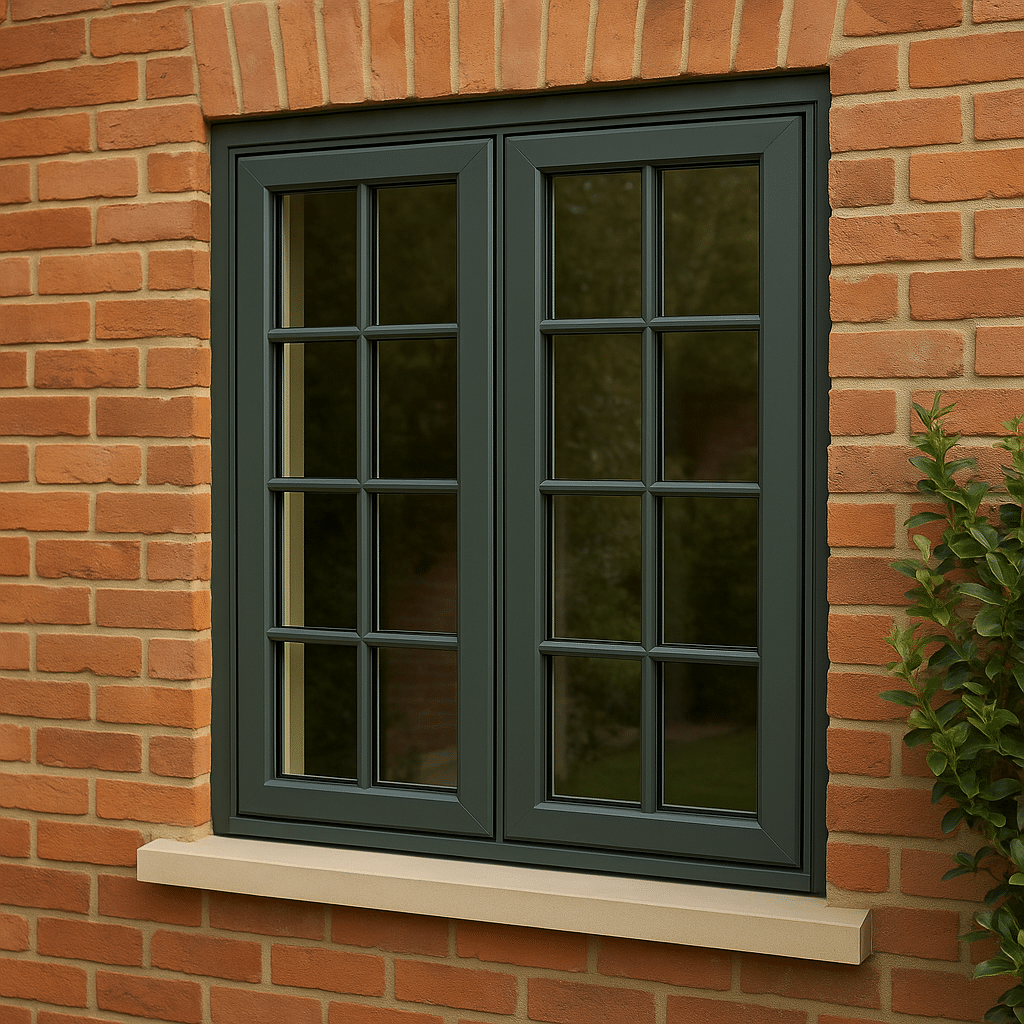 upvc flush casement windows in dark grey